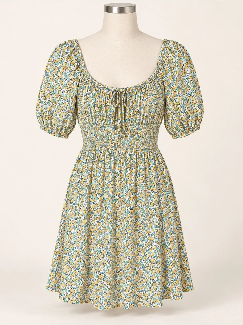 Faithfull the Brand Floral Puff Sleeve Mini Dress M US 6 Cottagecore